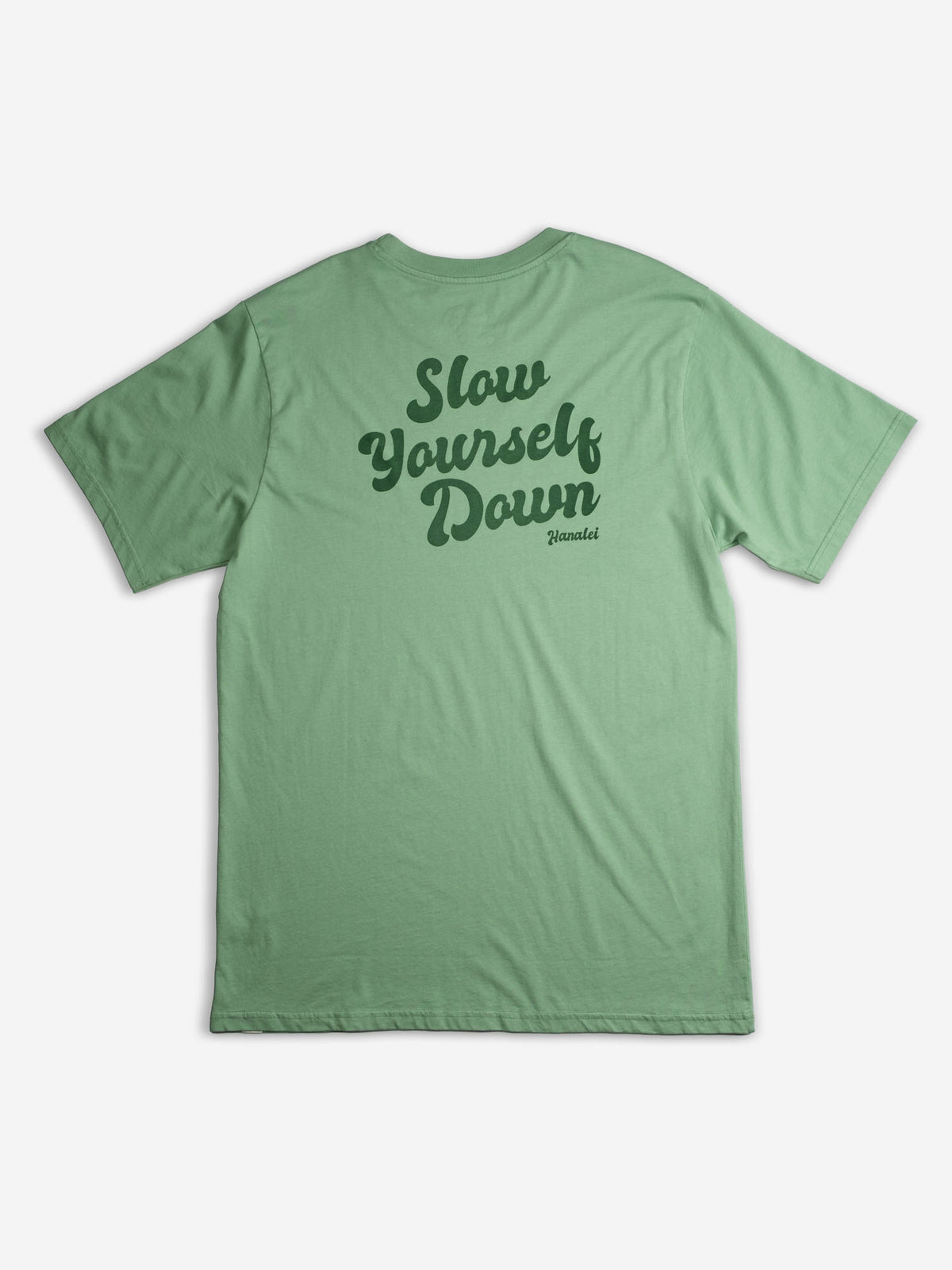 Green Retro Tee | Organic Cotton | Slow Yourself Down - Mens Shirts