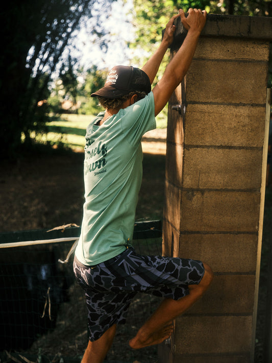 Green Retro Tee | Organic Cotton | Slow Yourself Down - Mens Shirts