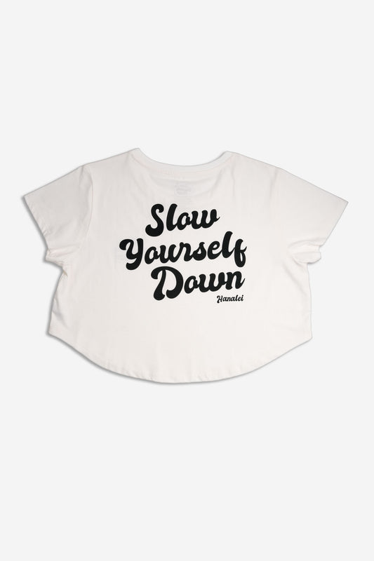 Retro Moon Crop White | Organic Cotton | Slow Yourself Down - Womens Shirts