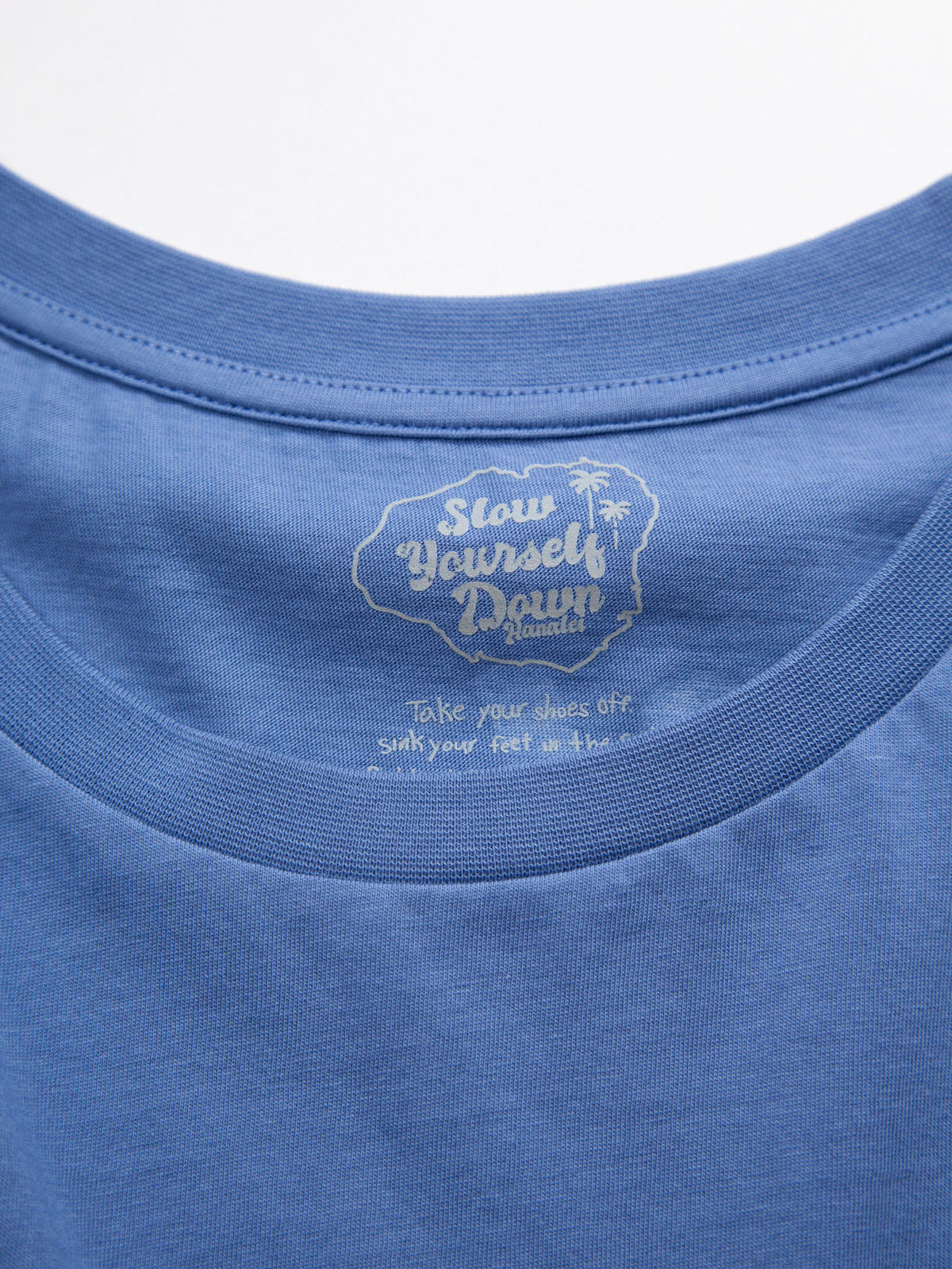 Blue Retro Moon Crop | Organic Cotton | Slow Yourself Down - Womens Shirts