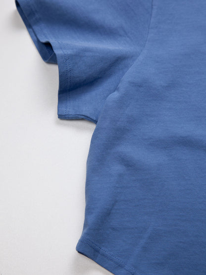 Blue Retro Moon Crop | Organic Cotton | Slow Yourself Down - Womens Shirts