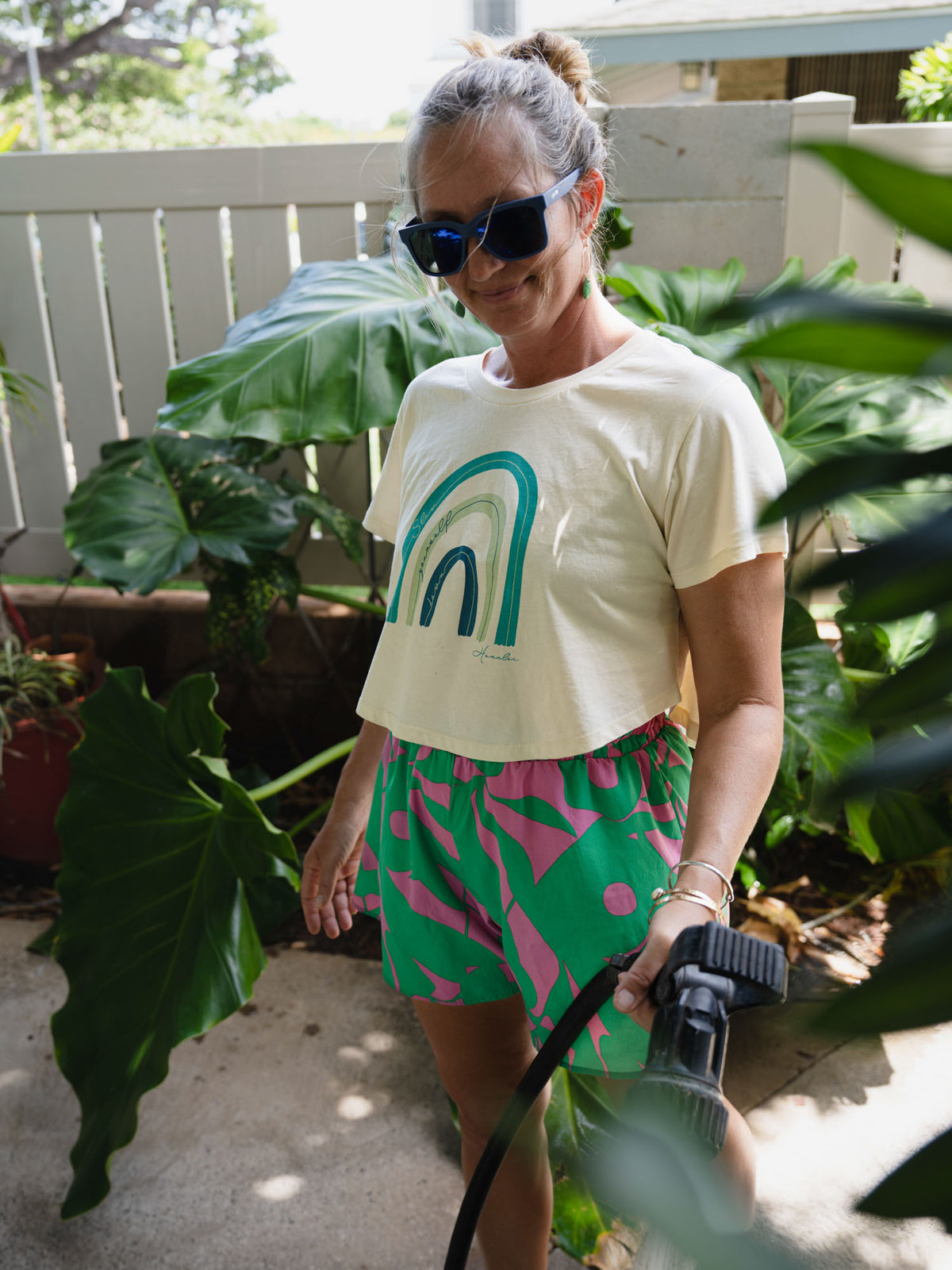 Dainty Rainbow Moon Crop | Organic Cotton | Slow Yourself Down - Womens Shirts