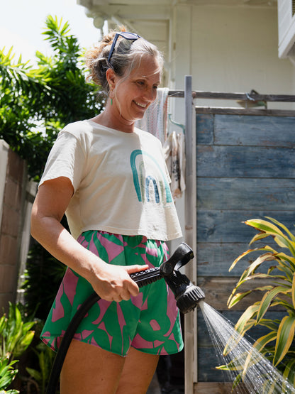 Dainty Rainbow Moon Crop | Organic Cotton | Slow Yourself Down - Womens Shirts