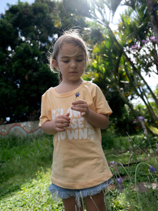 Girls Groovy SYD Scoop Neck Tee | Organic Cotton | Slow Yourself Down - Kids Shirts