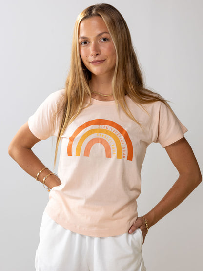 Girls Rainbow Scoop Neck Tee | Organic Cotton | Slow Yourself Down - Kids Shirts