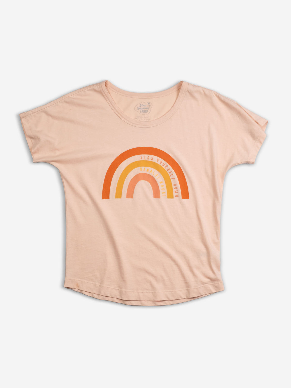 Girls Rainbow Scoop Neck Tee | Organic Cotton | Slow Yourself Down - Kids Shirts