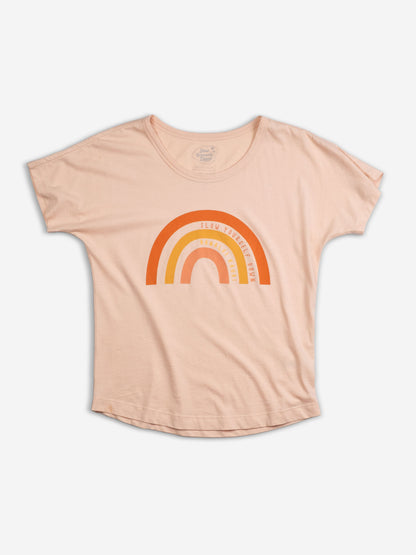 Girls Rainbow Scoop Neck Tee | Organic Cotton | Slow Yourself Down - Kids Shirts
