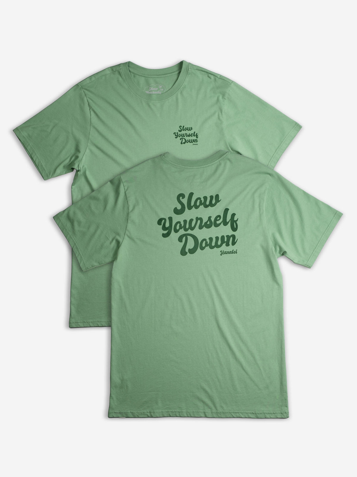 Green Retro Tee | Organic Cotton | Slow Yourself Down - Mens Shirts