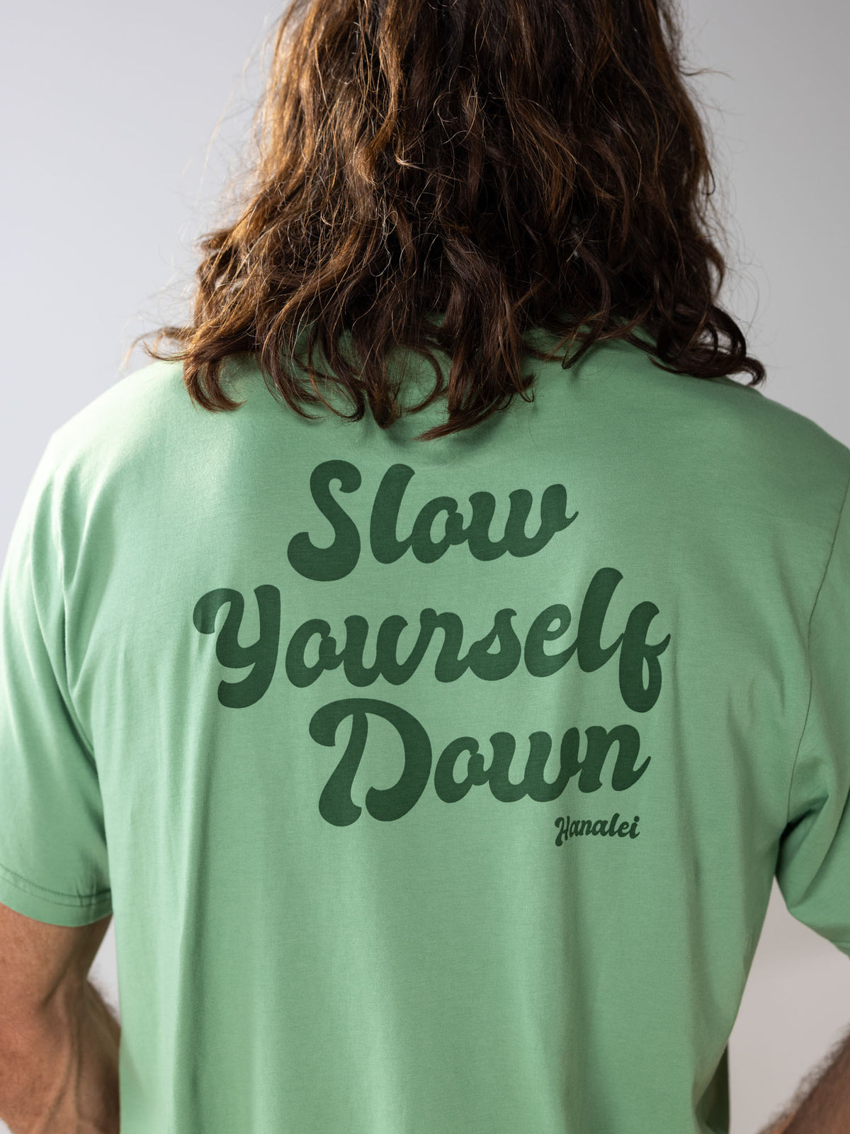 Green Retro Tee | Organic Cotton | Slow Yourself Down - Mens Shirts