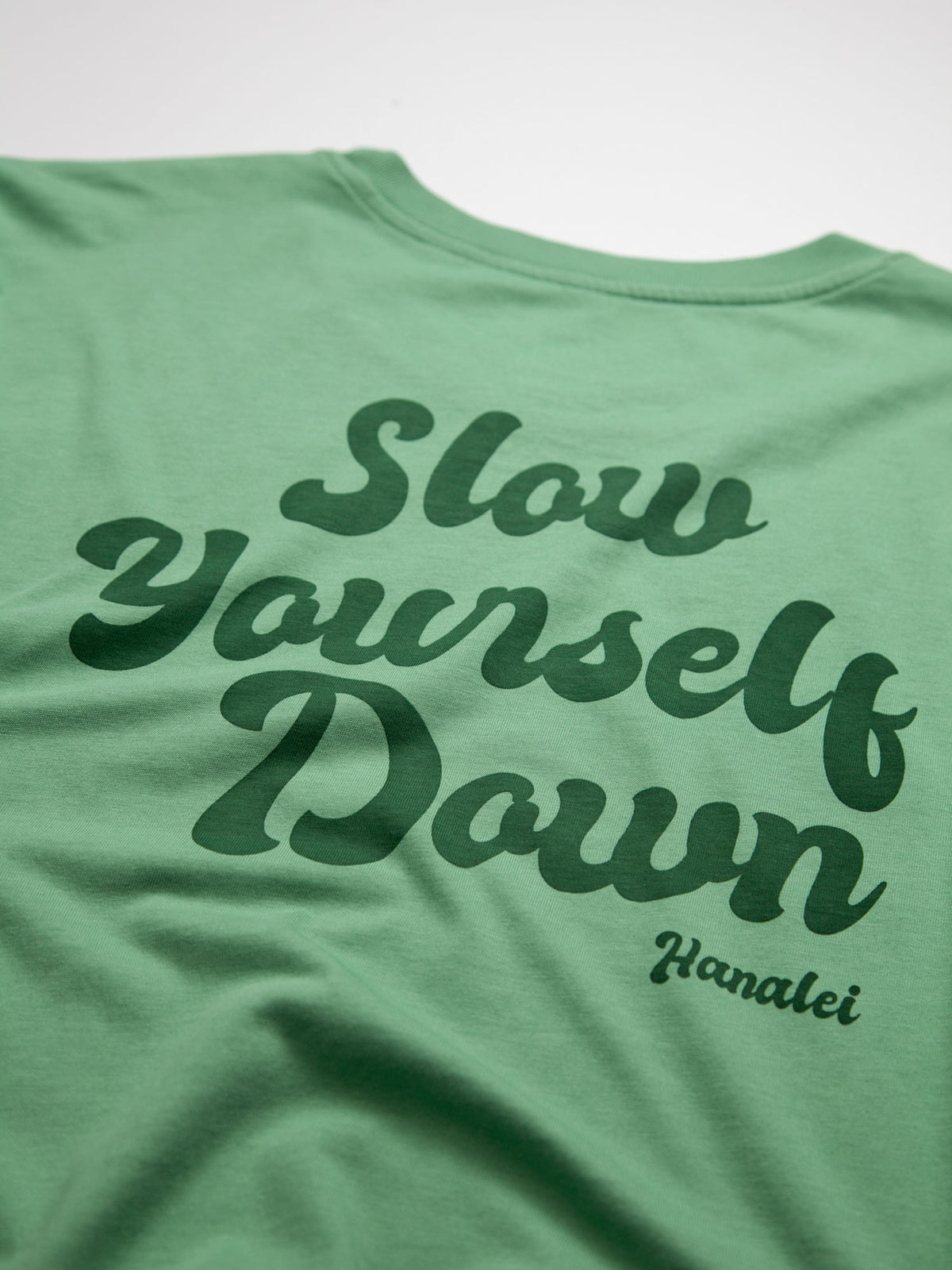 Green Retro Tee | Organic Cotton | Slow Yourself Down - Mens Shirts
