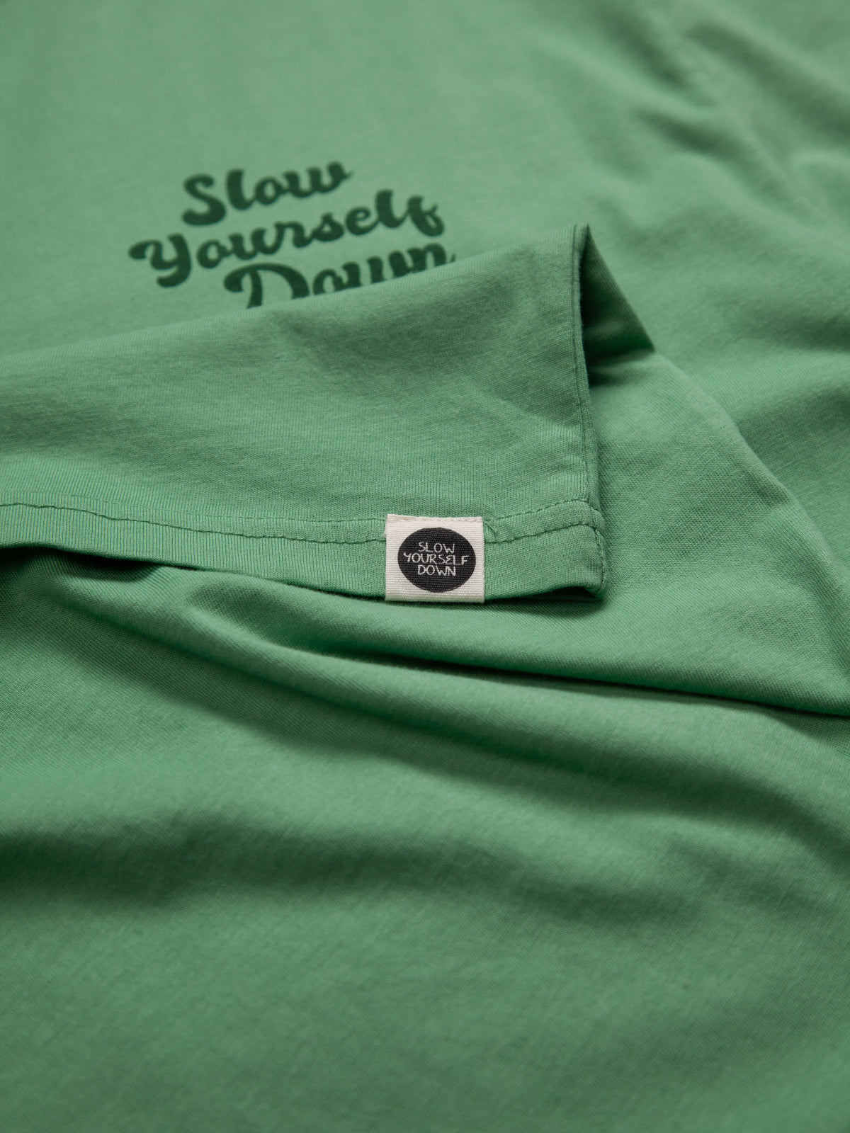 Green Retro Tee | Organic Cotton | Slow Yourself Down - Mens Shirts
