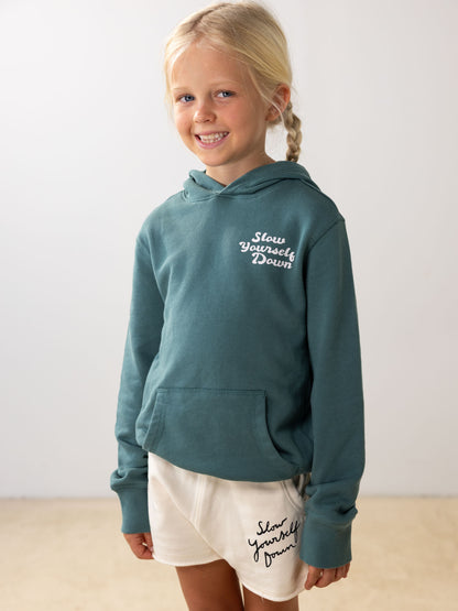 Kids Retro Hoodie | Organic Cotton | Slow Yourself Down - Kids Sweatshirts
