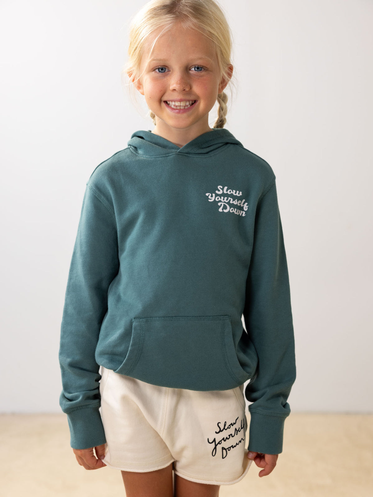 Kids Retro Hoodie | Organic Cotton | Slow Yourself Down - Kids Sweatshirts