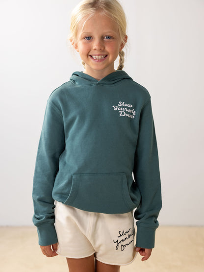 Kids Retro Hoodie | Organic Cotton | Slow Yourself Down - Kids Sweatshirts