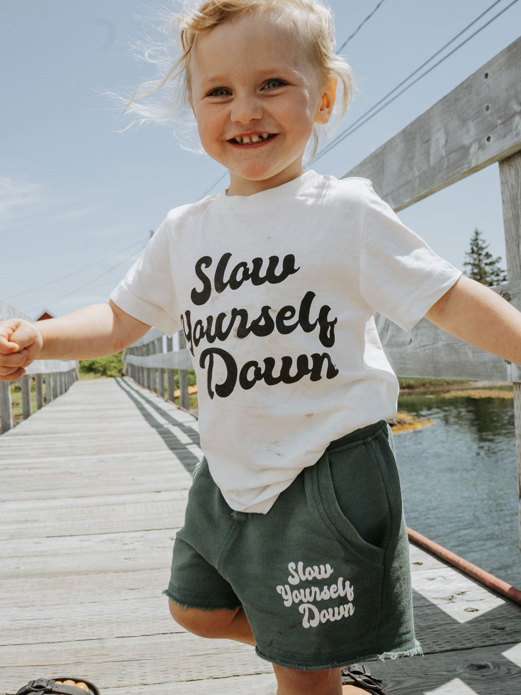 Kids Retro Sweatshorts | Organic Cotton | Slow Yourself Down - Youth Sweats