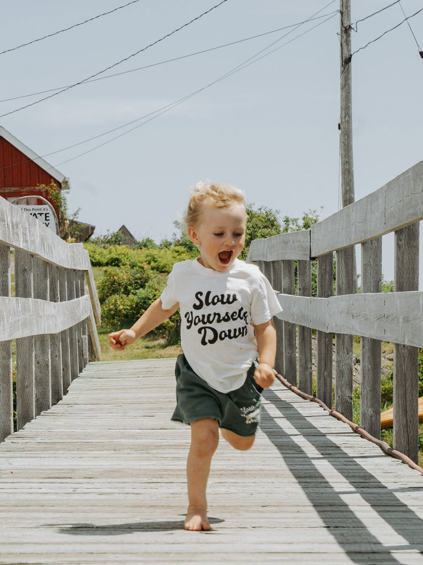 Kids Retro Sweatshorts | Organic Cotton | Slow Yourself Down - Youth Sweats