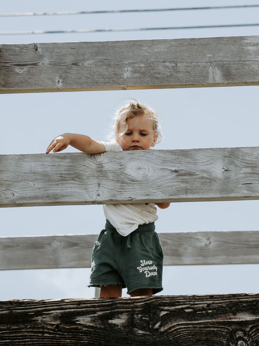 Kids Retro Sweatshorts | Organic Cotton | Slow Yourself Down - Youth Sweats