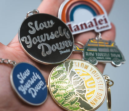 Large Retro Circle Keychain | Slow Yourself Down