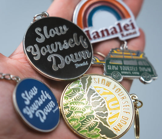 Large Retro Circle Keychain | Slow Yourself Down