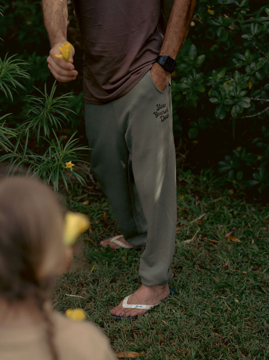 Mens Retro Sweatpants | Organic Cotton | Slow Yourself Down - Mens Sweatpants