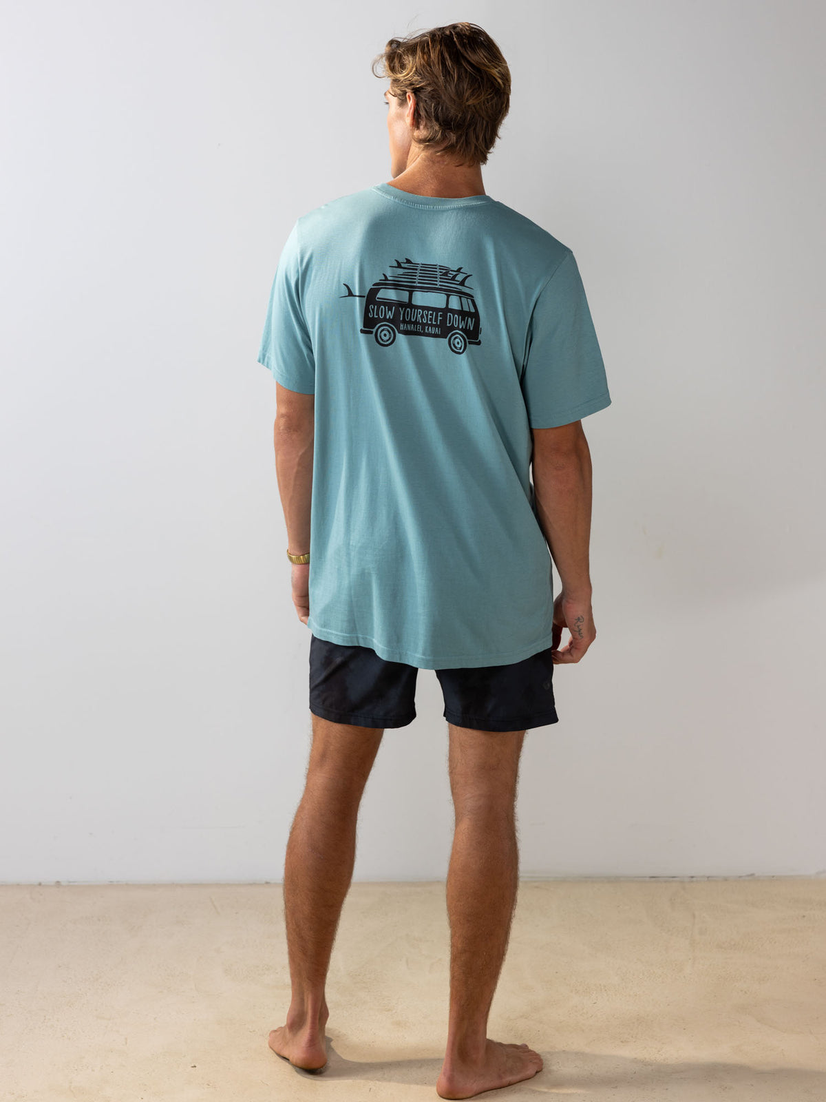 Mineral Blue Surf Van Tee | Organic Cotton | Slow Yourself Down - Mens Shirts