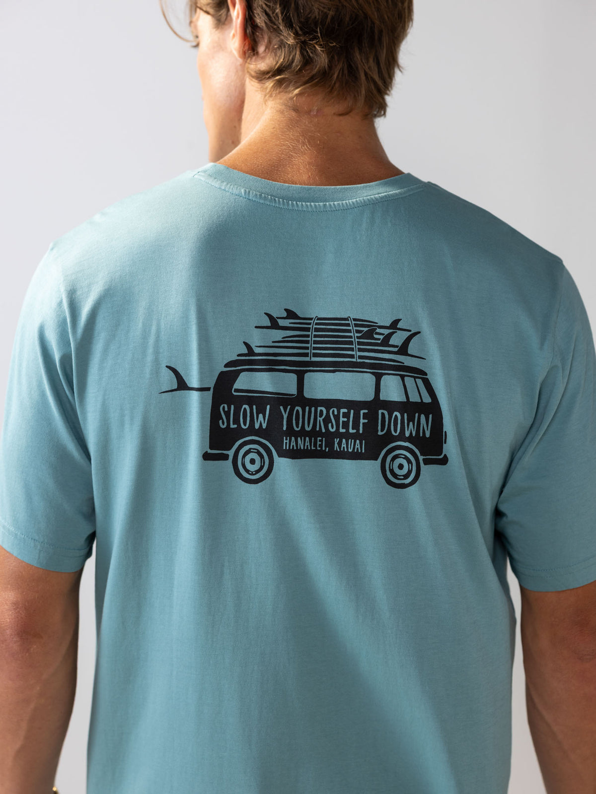 Mineral Blue Surf Van Tee | Organic Cotton | Slow Yourself Down - Mens Shirts