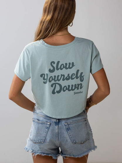 Mist Moon Crop | Organic Cotton | Slow Yourself Down - Womens Shirts