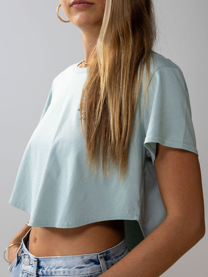 Mist Moon Crop | Organic Cotton | Slow Yourself Down - Womens Shirts