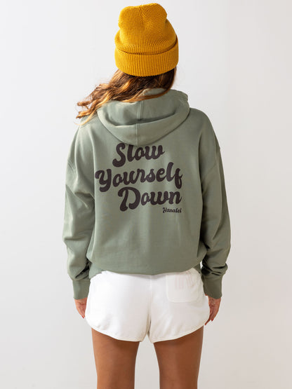 Retro Hoodie | Organic Cotton | Slow Yourself Down - Pullover Hoodie