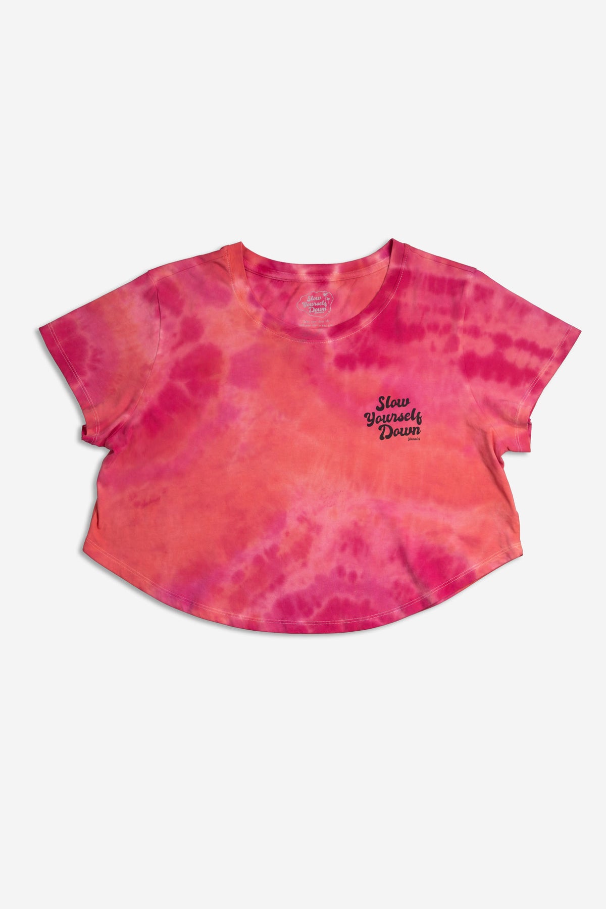 Pink Tie-Dye — Retro Moon Crop Tie-Dye | Organic Cotton | Slow Yourself Down - Womens Shirts