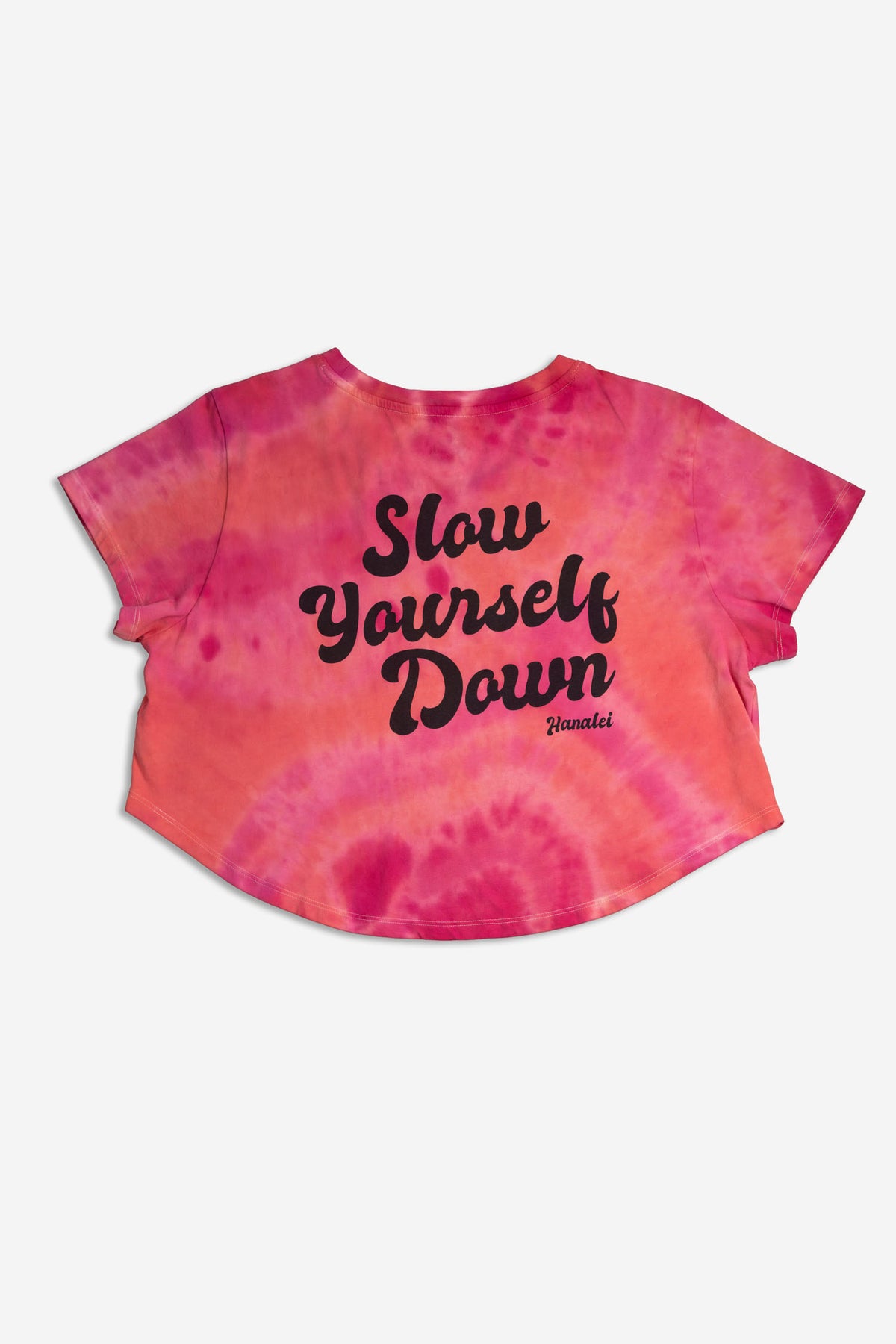 Pink Tie-Dye — Retro Moon Crop Tie-Dye | Organic Cotton | Slow Yourself Down - Womens Shirts