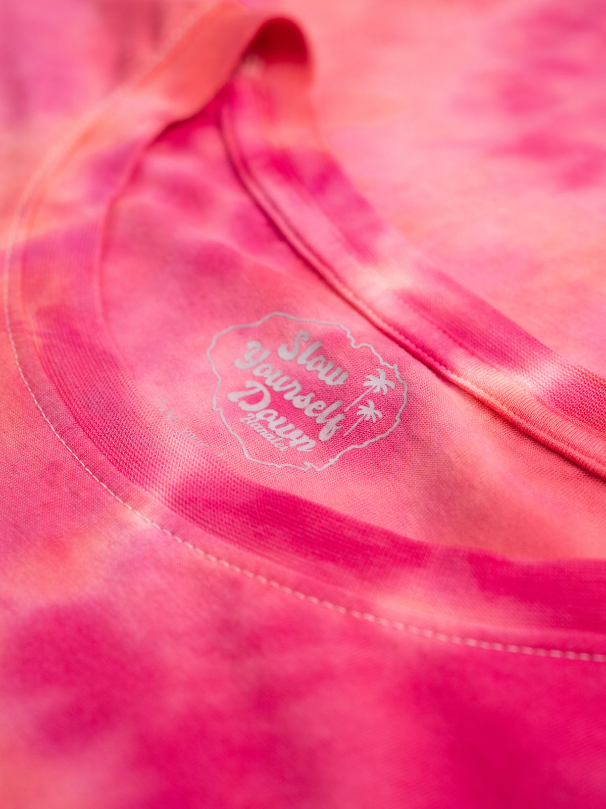 Pink Tie-Dye — Retro Moon Crop Tie-Dye | Organic Cotton | Slow Yourself Down - Womens Shirts