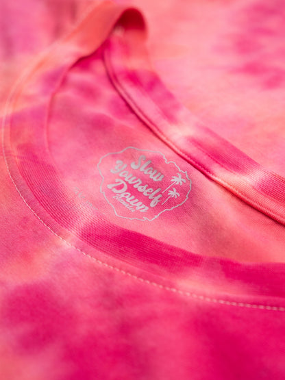 Pink Tie-Dye — Retro Moon Crop Tie-Dye | Organic Cotton | Slow Yourself Down - Womens Shirts