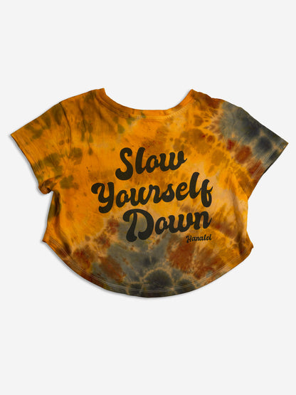 Gold Tie-Dye — Retro Moon Crop Tie-Dye | Organic Cotton | Slow Yourself Down - Womens Shirts