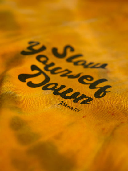 Gold Tie-Dye — Retro Moon Crop Tie-Dye | Organic Cotton | Slow Yourself Down - Womens Shirts