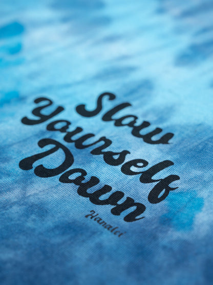 Blue Tie-Dye — Retro Moon Crop Tie-Dye | Organic Cotton | Slow Yourself Down - Womens Shirts