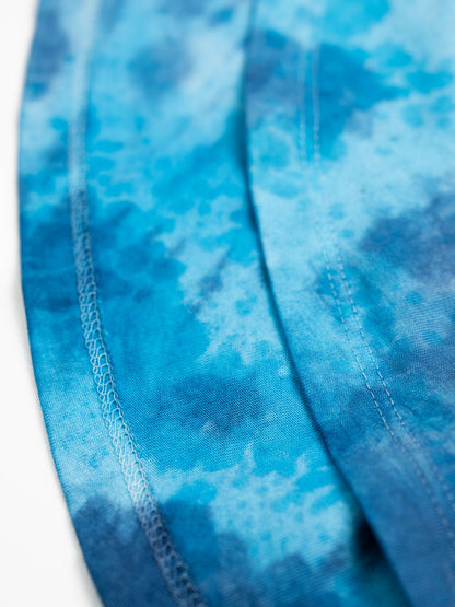 Blue Tie-Dye — Retro Moon Crop Tie-Dye | Organic Cotton | Slow Yourself Down - Womens Shirts