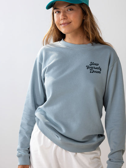 Retro Slate Crewneck | Organic Cotton | Slow Yourself Down - Crewneck