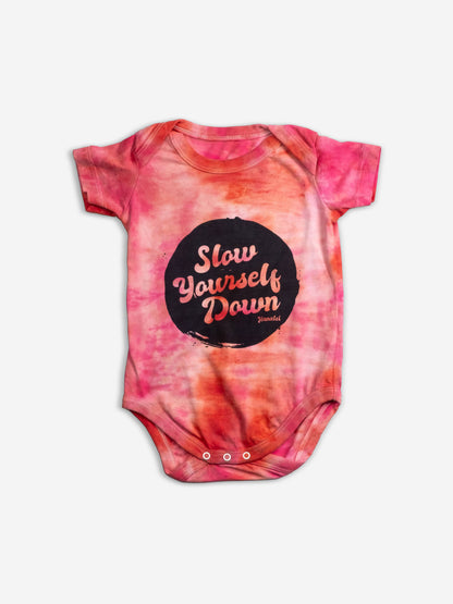 Retro Stamp Tie-Dye Onesie | Organic Cotton | Slow Yourself Down - Baby Onesie