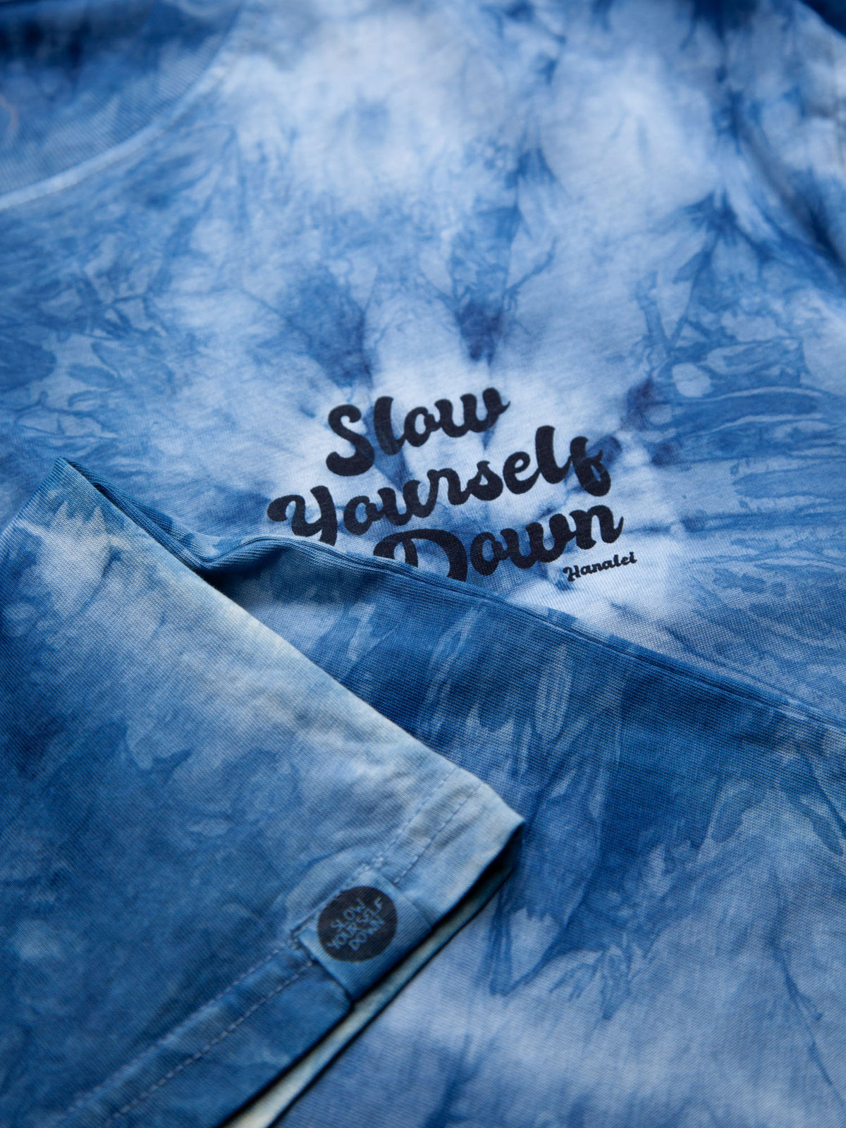 Indigo — Retro Stamp Tie-Dye Tee | Organic Cotton | Slow Yourself Down - Mens Shirts