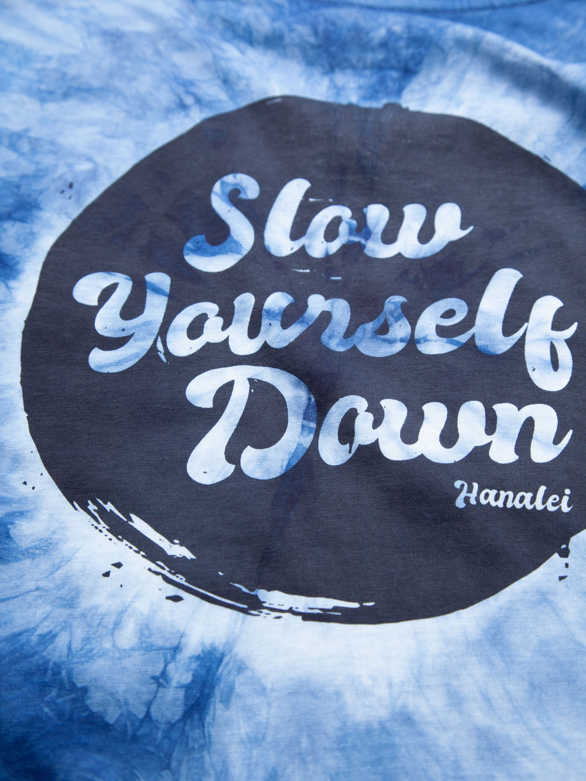 Indigo — Retro Stamp Tie-Dye Tee | Organic Cotton | Slow Yourself Down - Mens Shirts