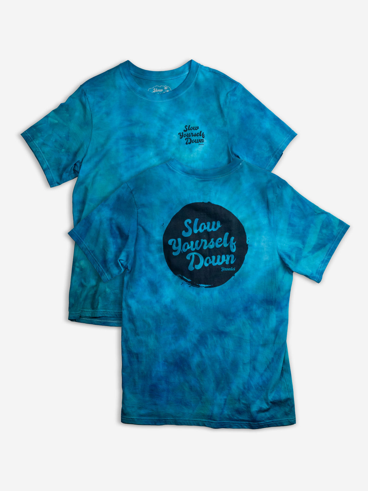 Blue Tie-Dye — Retro Stamp Tie-Dye Tee | Organic Cotton | Slow Yourself Down - Mens Shirts