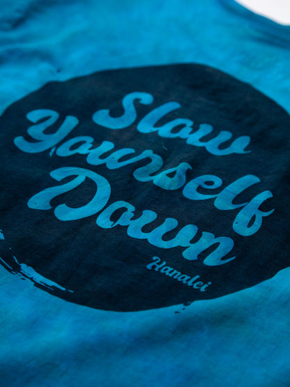 Blue Tie-Dye — Retro Stamp Tie-Dye Tee | Organic Cotton | Slow Yourself Down - Mens Shirts
