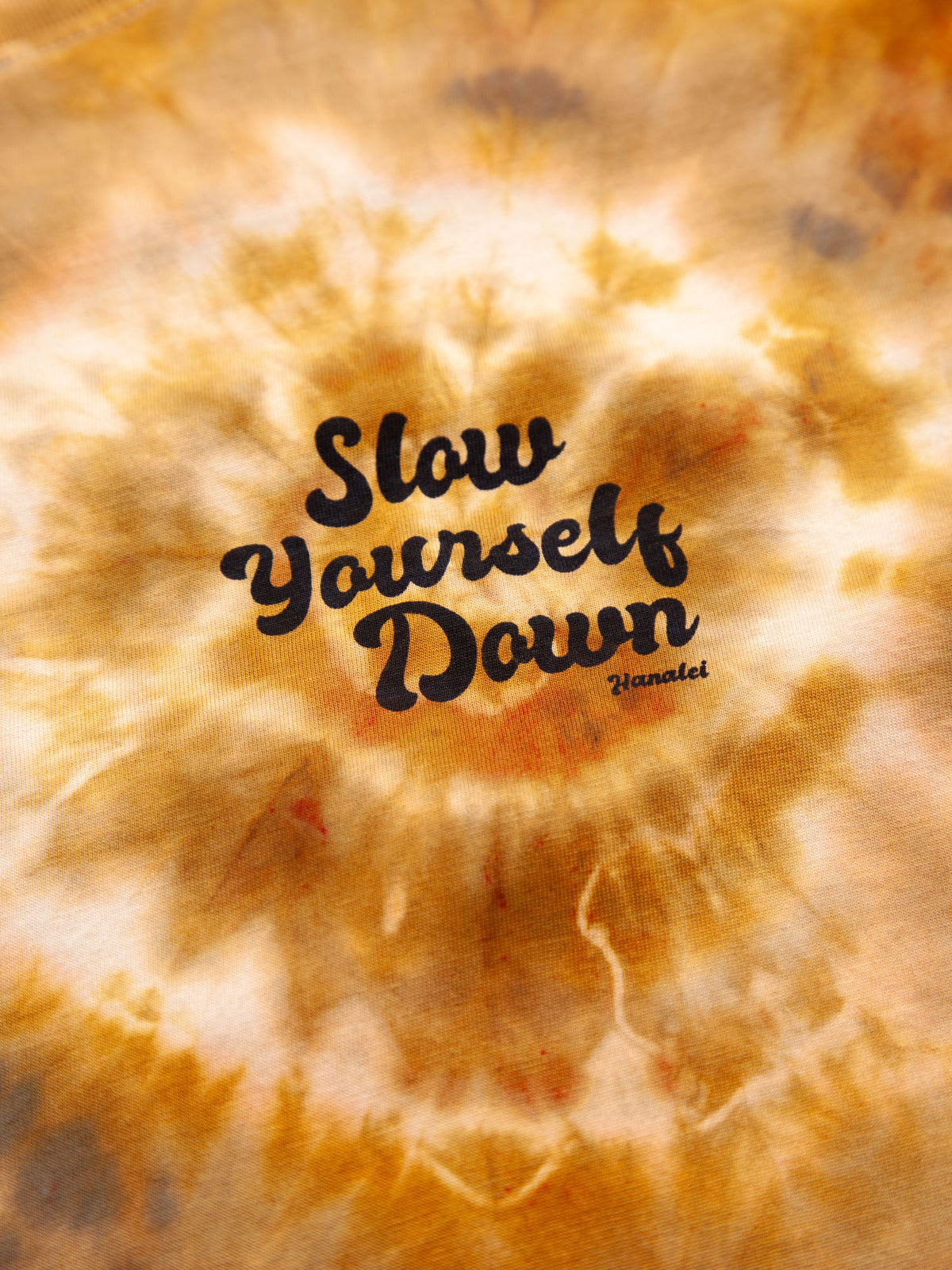 Gold-ish — Retro Stamp Tie-Dye Tee | Organic Cotton | Slow Yourself Down - Mens Shirts