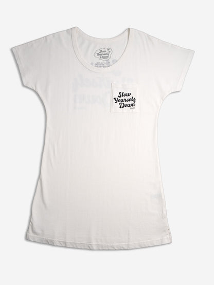 Retro Tee Shirt Dress | Organic Cotton | Slow Yourself Down - Womens Shirts