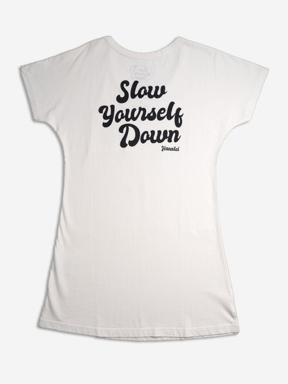 Retro Tee Shirt Dress | Organic Cotton | Slow Yourself Down - Womens Shirts