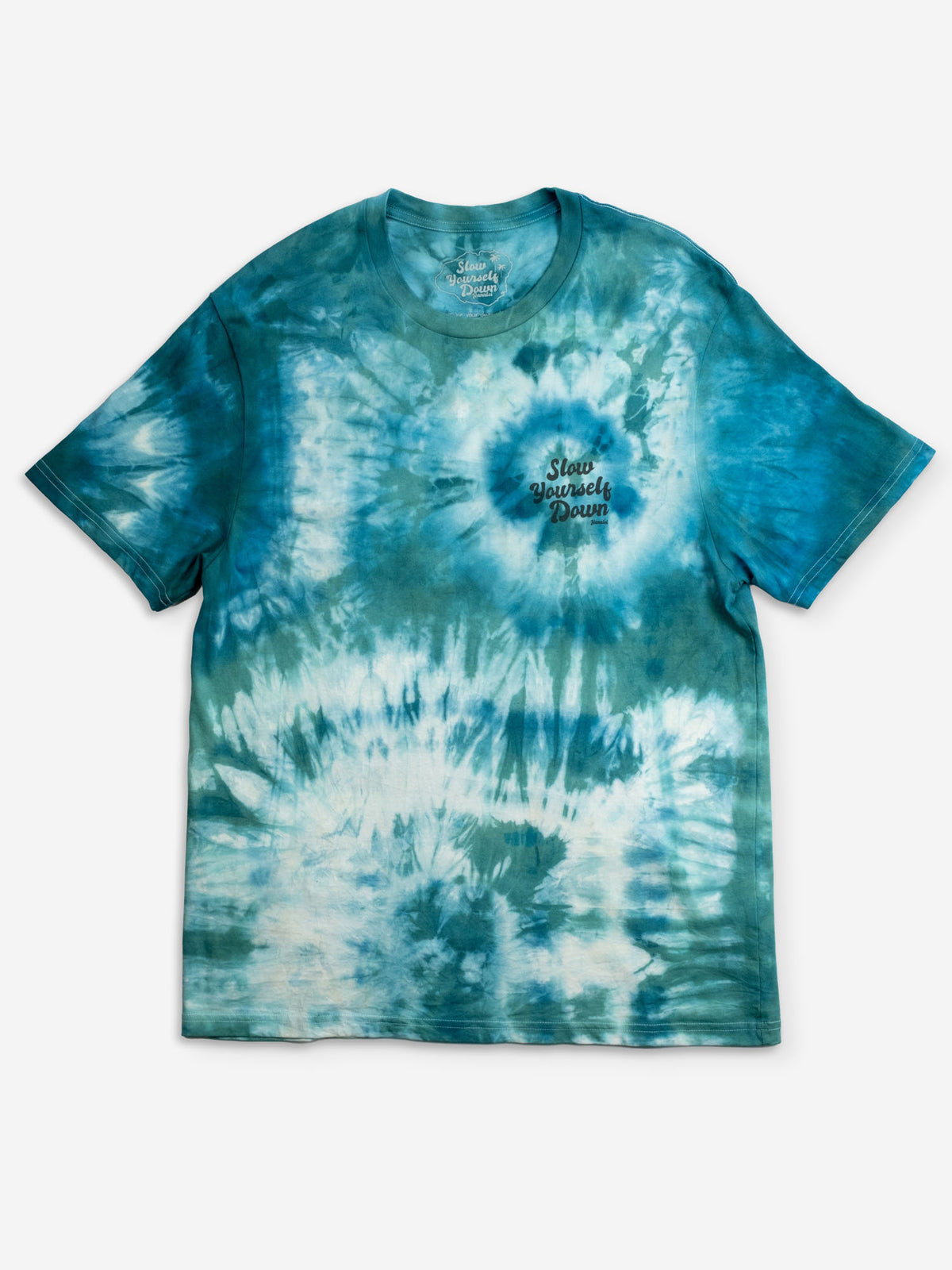 Blue/Green Tie-Dye — Retro Tee Tie-Dye | Organic Cotton | Slow Yourself Down - Mens Shirts