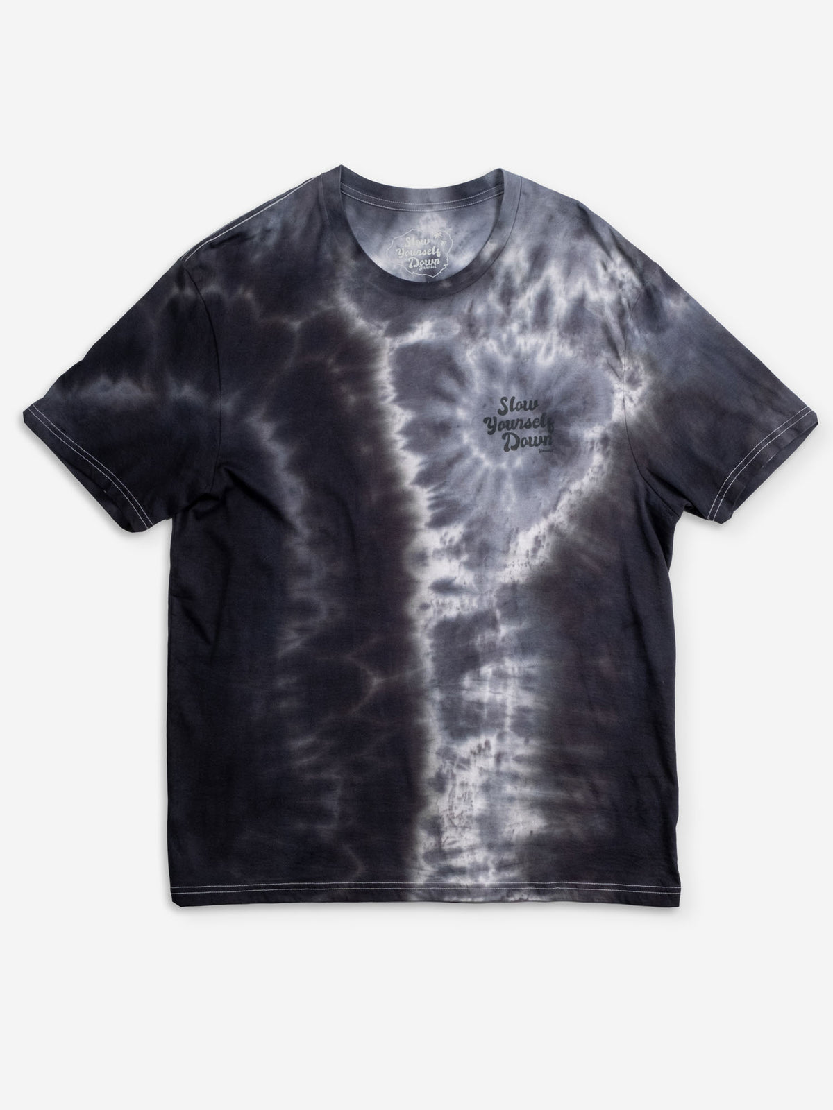 Black / White — Retro Tee Tie-Dye | Organic Cotton | Slow Yourself Down - Mens Shirts
