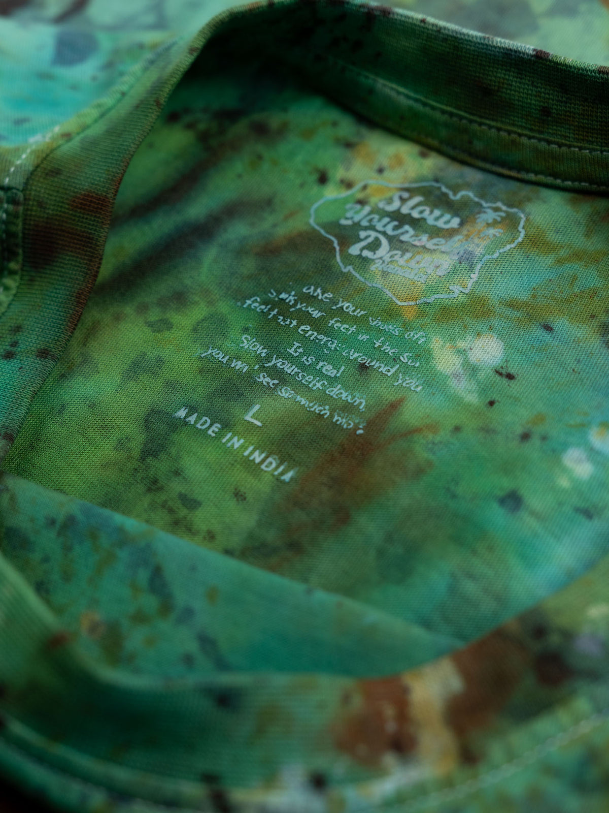 Green/Tan Tie-Dye — Retro Tee Tie-Dye | Organic Cotton | Slow Yourself Down - Mens Shirts