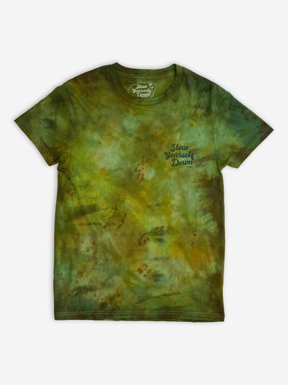 Green/Tan Tie-Dye — Retro Tee Tie-Dye | Organic Cotton | Slow Yourself Down - Mens Shirts